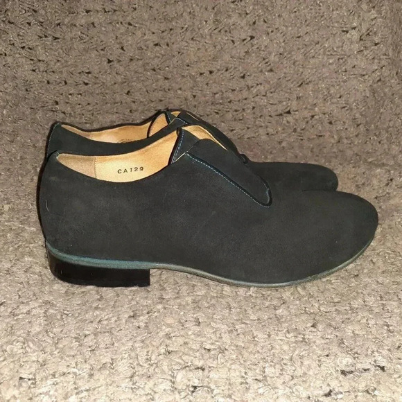 JOHN FLUEVOG-Kingsley-Black Waxed Suede-Laceless Oxford-SZ 7.5 Men-Near Mint - Picture 4 of 9